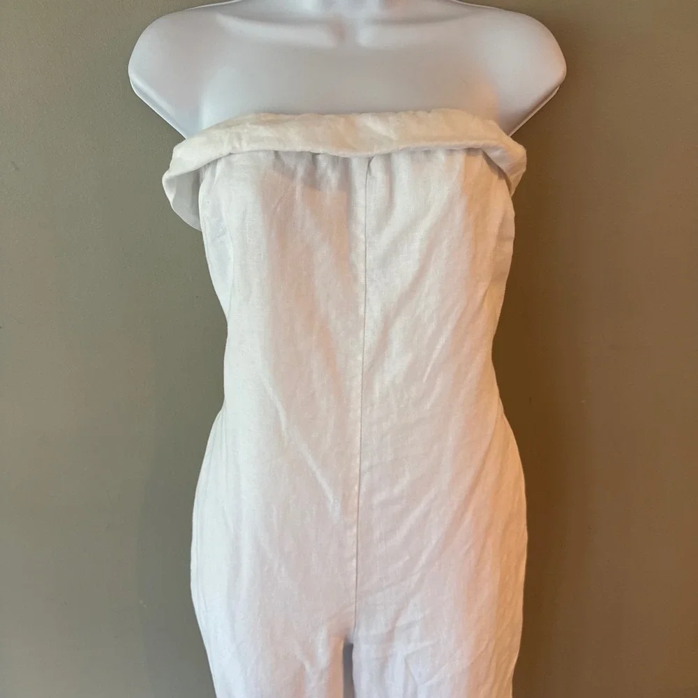 Reformation Taylor Linen Jumpsuit Strapless White Missing Belt Sz 4 Euro Summer